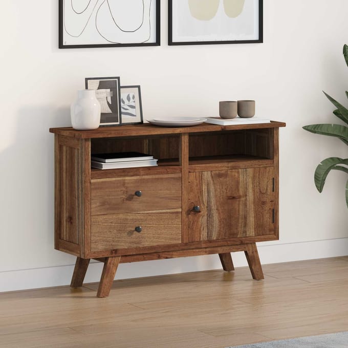 vidaXL - Dressoir - Naturel - 100 - x - 30 - x - 68 - cm - Massief - Teakhout