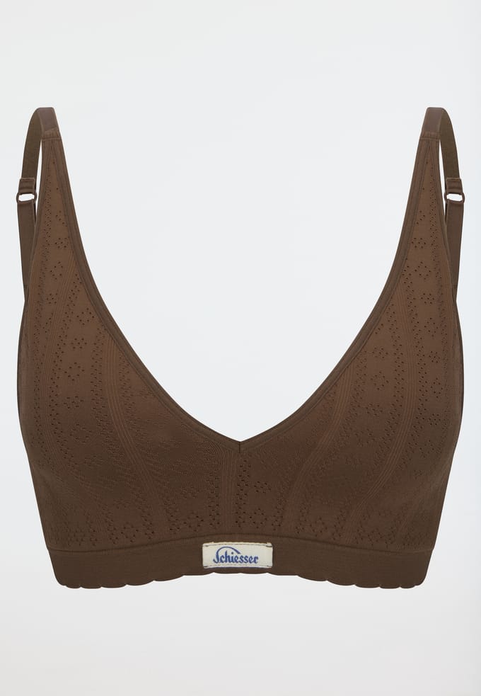 Naadloze bustier met opengewerkte details, donkerbruin - Revival Alma 36
