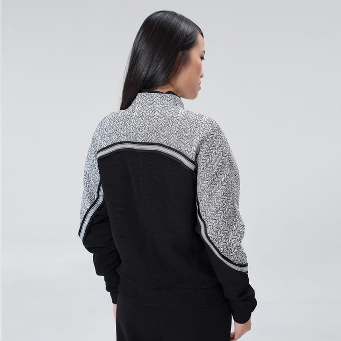 Bi-materiaal Jacquard-jas