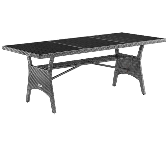 Casaria Polyrattan Tuintafel - WPC Tafelblad 190x90x74 cm – Grijs
