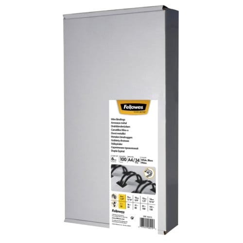 Draadrug fellowes 6mm 34-rings a4 wit 100 stuks