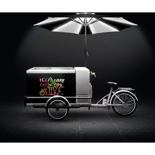 GGM Gastro Eisfahrrad - mit LED beleuchtetem Schirm - für 7x 5 Liter Eisbehälter