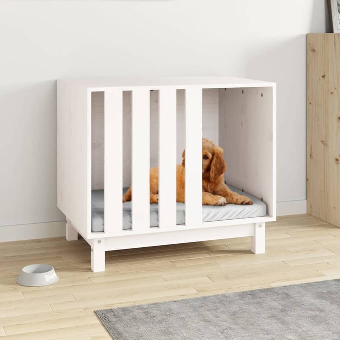 vidaXL - Hondenhok - 70x50x62 - cm - massief - grenenhout - wit