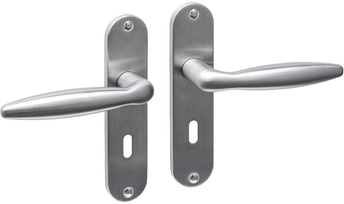 Intersteel Deurkruk Jupiter basic op schild ovaal 185x41mm sleutelgat 56mm rvs