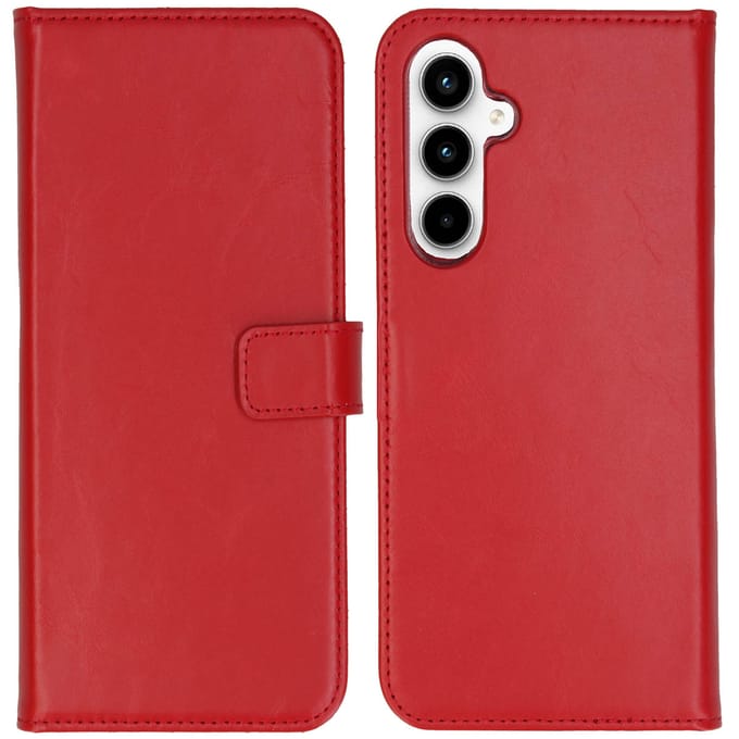 Selencia Hoesje - Geschikt voor Samsung Galaxy A55 (5G) - Echt Lederen Bookcase - Rood