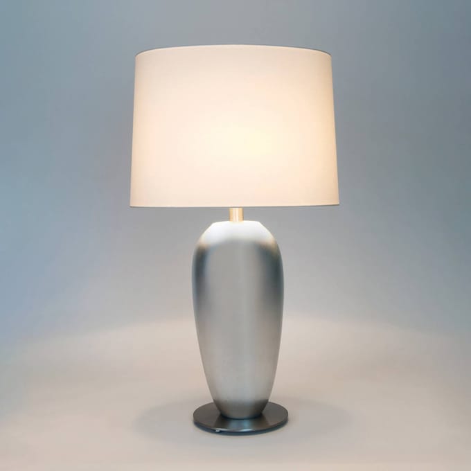 Holländer Tafellamp LAMBDA OVAL, zilver/écru, hoogte 77 cm, keramiek, E27