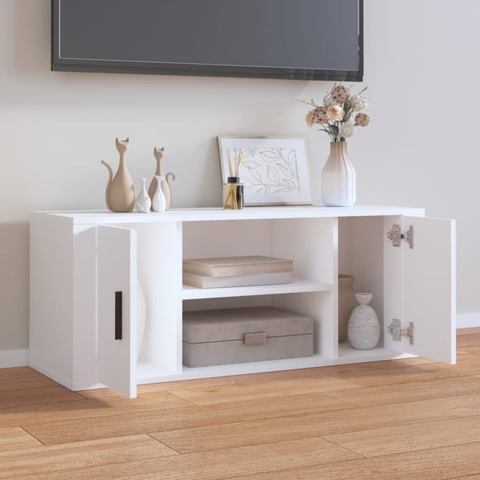 Vidaxl Meuble TV, Blanc, 100x35x40 cm, Matériau à base de bois