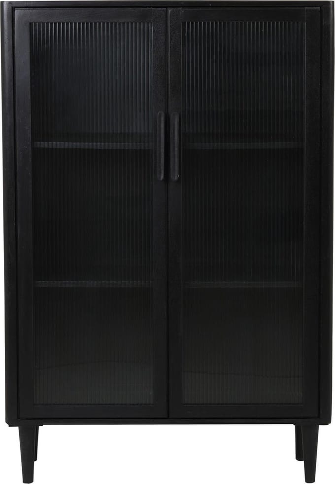 Light & Living Mocu - Wandkast - Glas/Hout Zwart - 95x40x140 cm