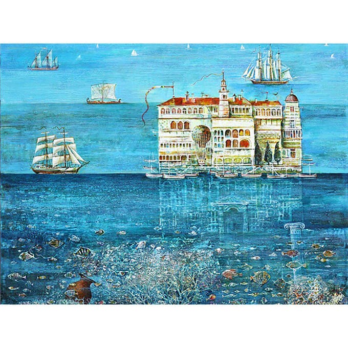 Volledige boor DIY 5D Diamond Building Boot Zeezicht Schilderij Home Decor Kruissteek 40X50CM