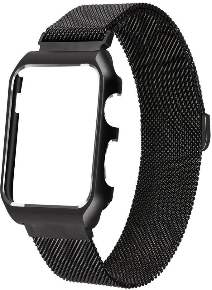 Apple Watch bandje - 38mm - zwart - Milanese Loop RVS cover