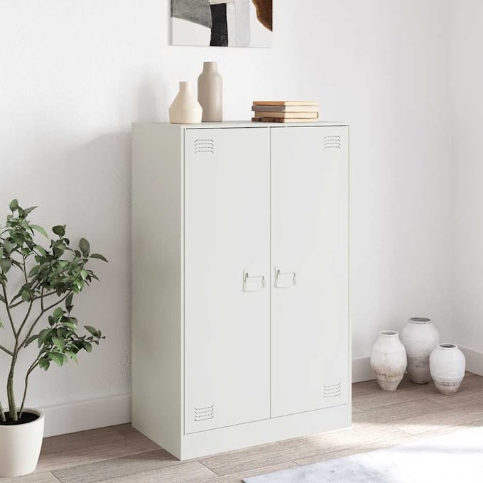 vidaXL - Dressoir - 67x39x107 - cm - staal - wit