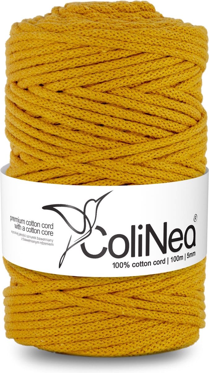 ColiNea - Touw - katoenen - koord - Katoenkoord - macramé - 5 mm x 100 m - mosterd kleur