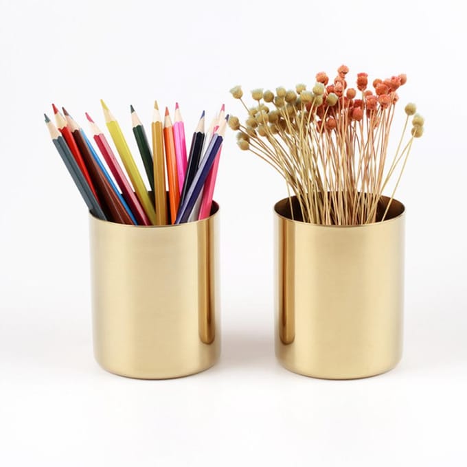 Gouden Pennenhouder voor Bureau Multifunctionele Potloodopslag Thuis Bureau Kantoorartikelen Decor beige