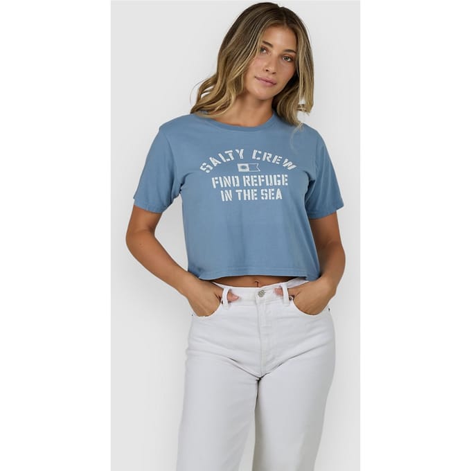 Salty Crew Even Keel Crop T-Shirt blauw