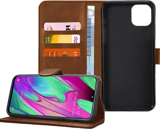 Geschikt voor iPhone 12 Mini - Bookcase Bruin - Portemonnee Hoesje