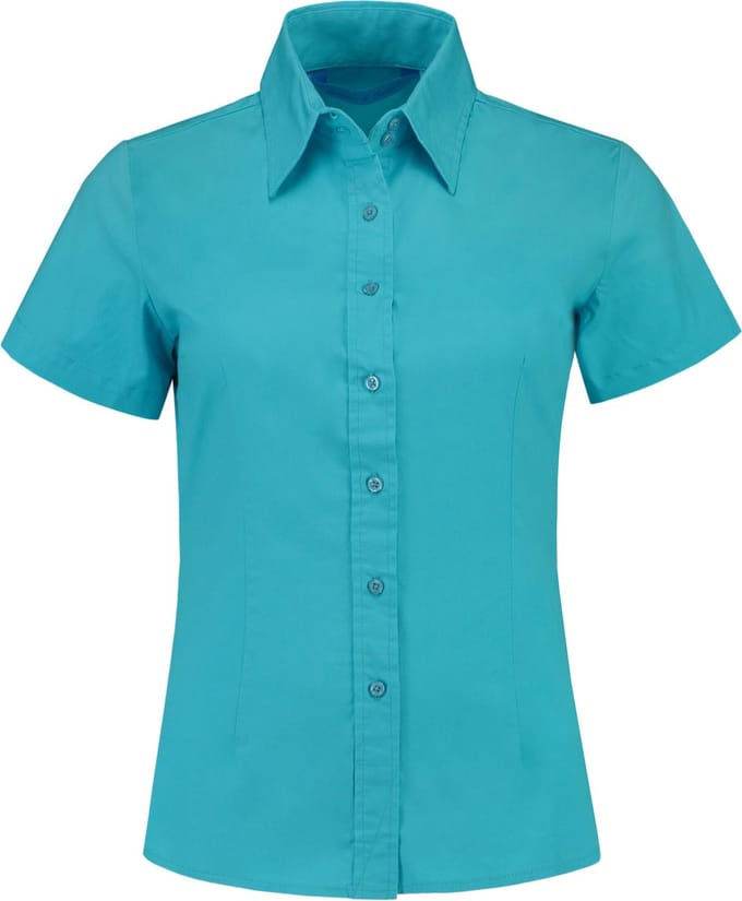Lemon & Soda Shirt poplin met korte mouwen voor dames turquoise - M
