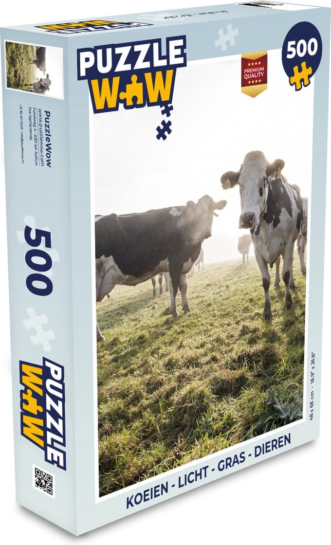 Puzzel Koeien - Licht - Gras - Dieren - Legpuzzel - Puzzel 500 stukjes