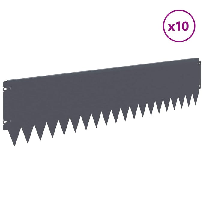vidaXL - Gazonrand - 10 - st - 103 - x - 25 - cm - Staal - Antraciet