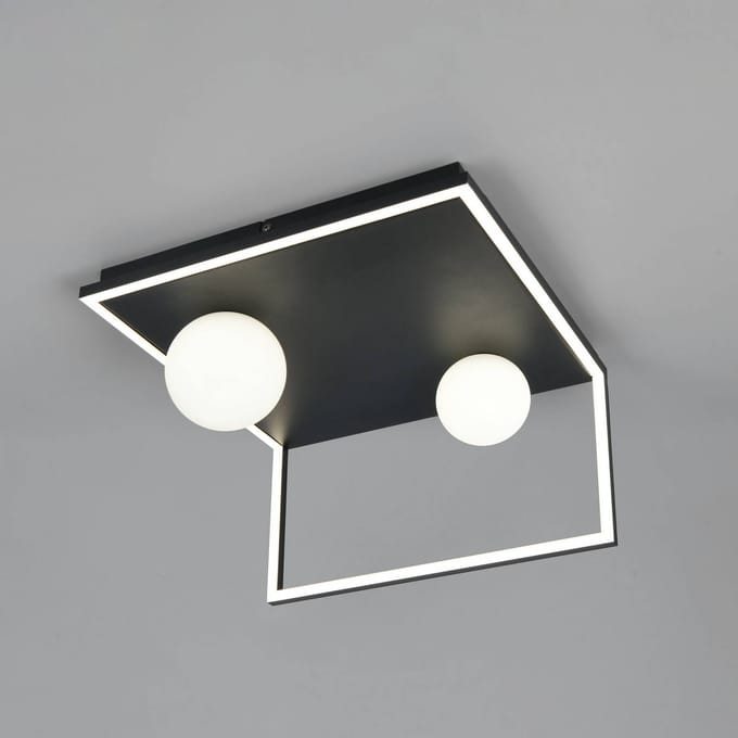 Trio Lighting LED plafondlamp Arola, matzwart, breedte 37 cm, metaal