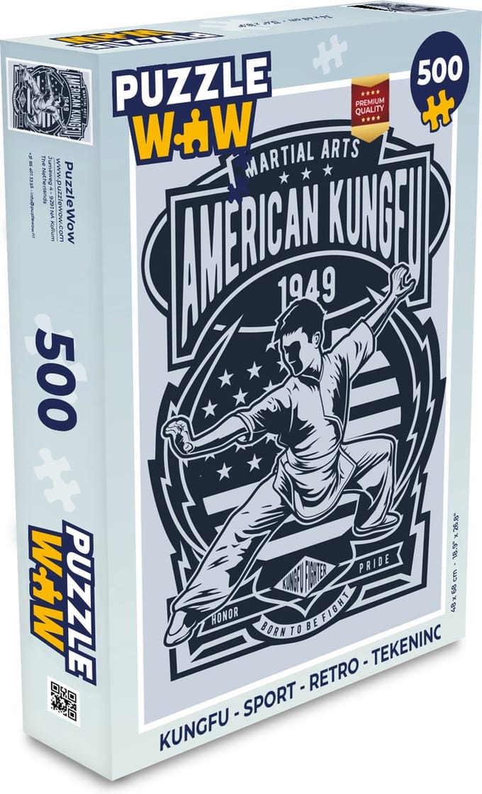 Puzzel Kungfu - Sport - Retro - Tekening - Legpuzzel - Puzzel 500 stukjes