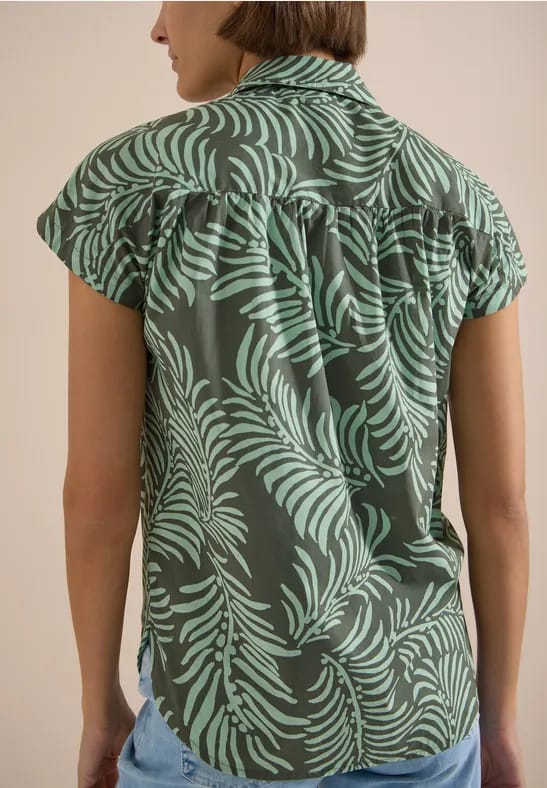 Overhemdblouse met korte mouwen en print