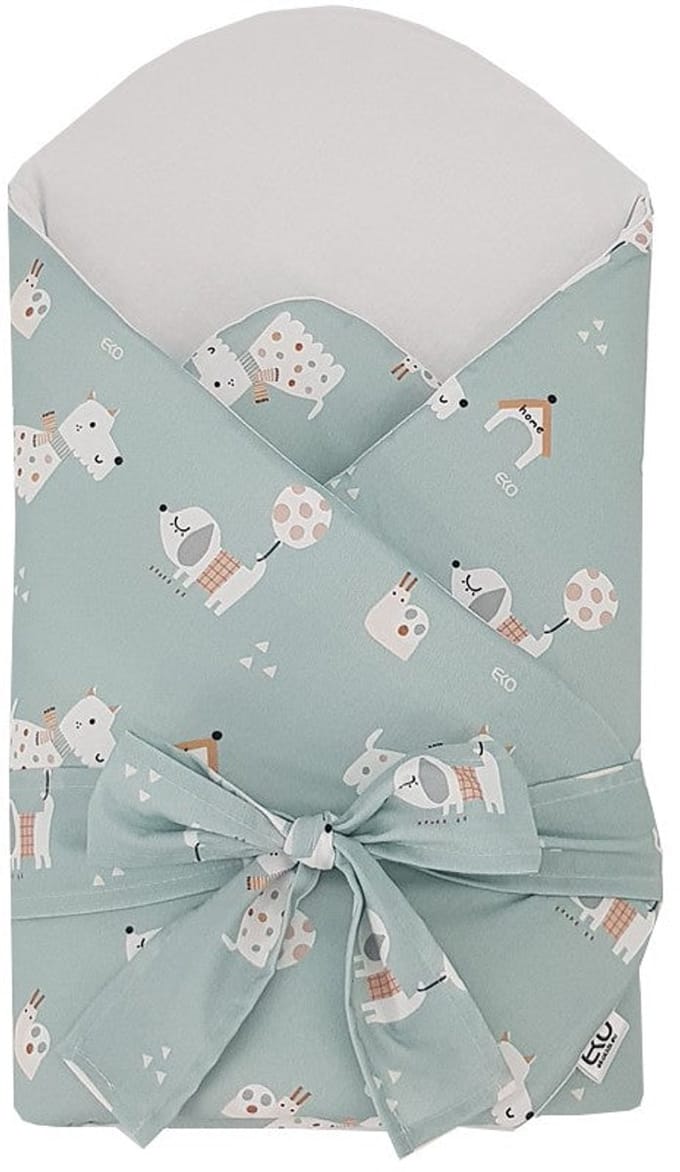 Printed Cotton Swaddle Blanket with Coconut Dogs
