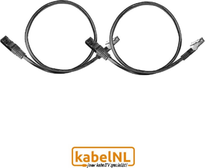 CAT6 netwerkkabel 25 cm zwart, 2 stuks