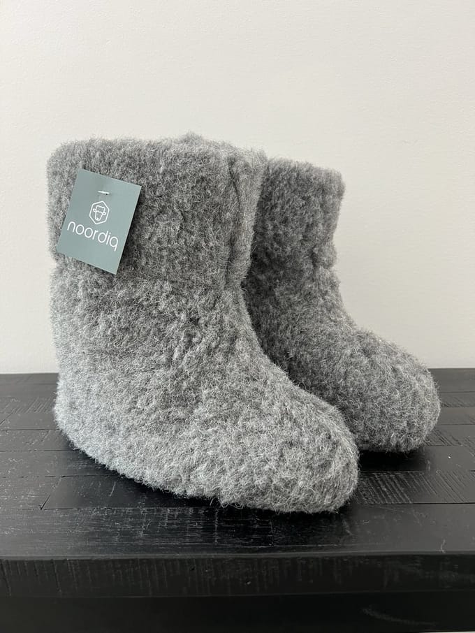 Noordiq - Merino Wollen Sloffen - Donkergrijs - Maat 37/38