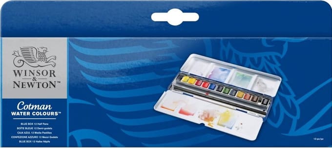 Winsor & Newton Cotman aquarelset "Blue Box" 12 halve napjes