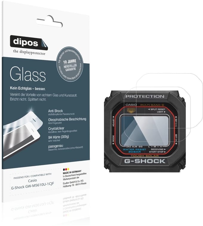 dipos – 2x Pantserfolie geschikt voor Casio G-Shock GW-M5610U-1CJF | 9H Screenprotector