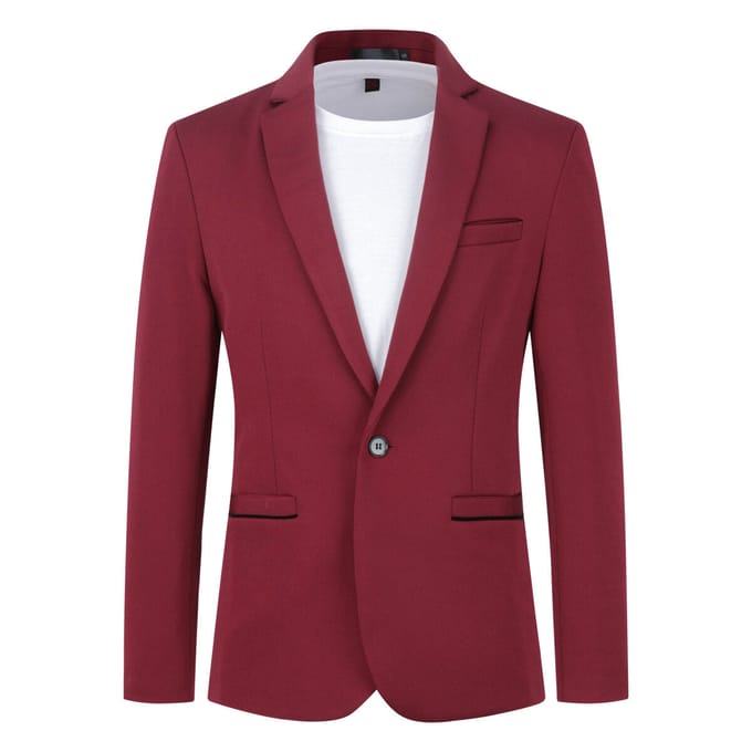 Heren colbert slim fit jas zakelijk dagelijks blazer rood