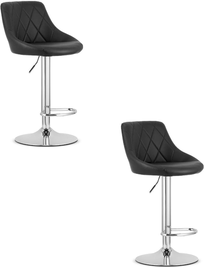 KAST kruk - zwart eco-leer / chromen onderstel x 2