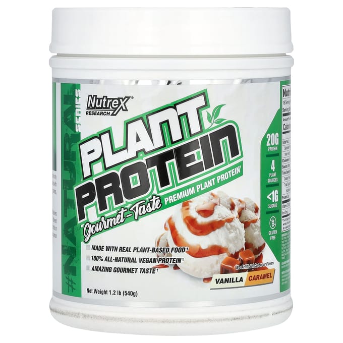 Nutrex Research, Natural Series, Plantaardig Eiwit, Vanille Karamel, 1,2 lb (540 gr)