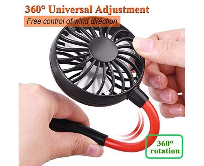 Ventilateur personnel - AUCUNEARY - Mini ventilateur - Rechargeable par USB - Design casque - Noir noir