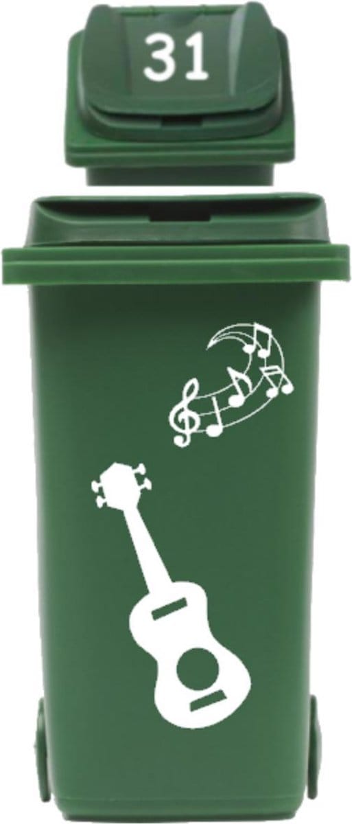Sticker set Gitaar A + muzieknoten + Deksel nummer | Rosami Decoratiestickers