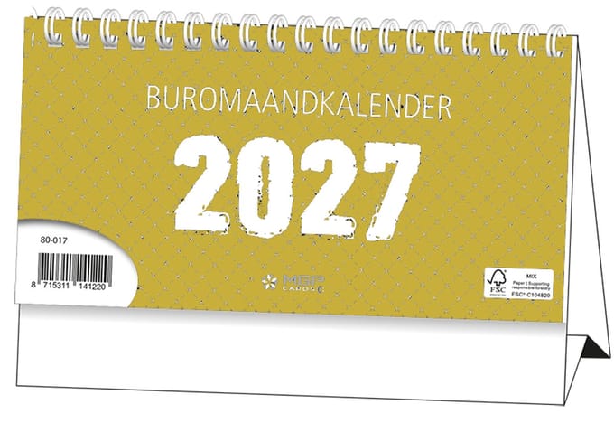 MGPcards - Buro maandkalender 2027 - Desk planner - Bureau kalender - Oker