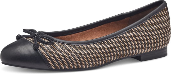 Marco Tozzi Dames Ballerina - 22103-098 Zwart/Combi - Maat 41