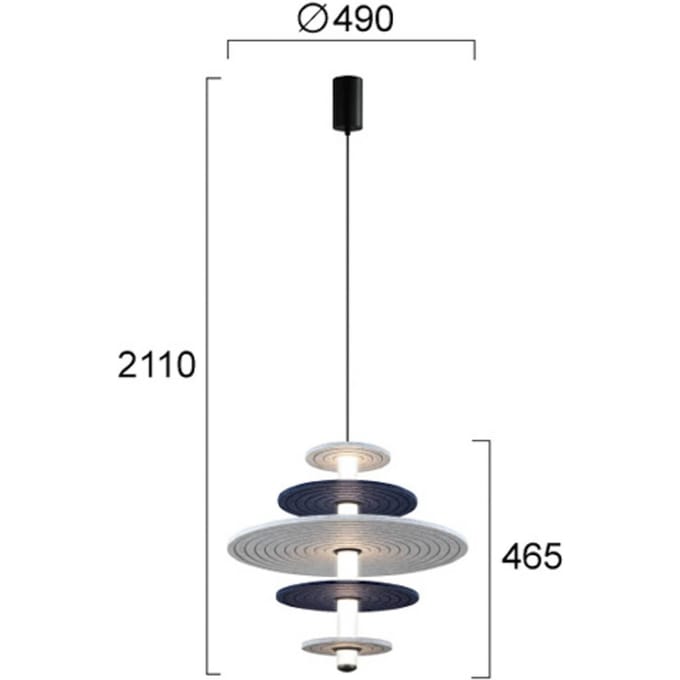 Viokef LED hanglamp Azul, hoogte 46 cm, blauw/grijs/zwart, vilt