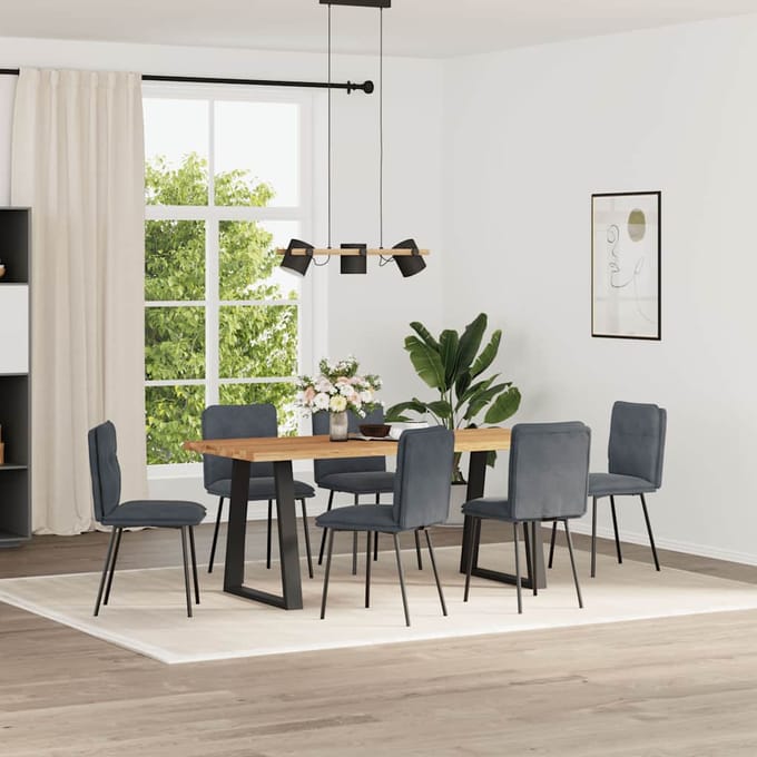 vidaXL - Eetkamerstoelen - 6 - st - fluweel - donkergrijs
