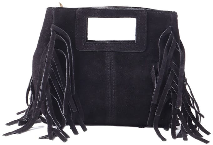 Giuliano lederen suede schoudertas - Suede - Made in Italy - Dames - Zwart