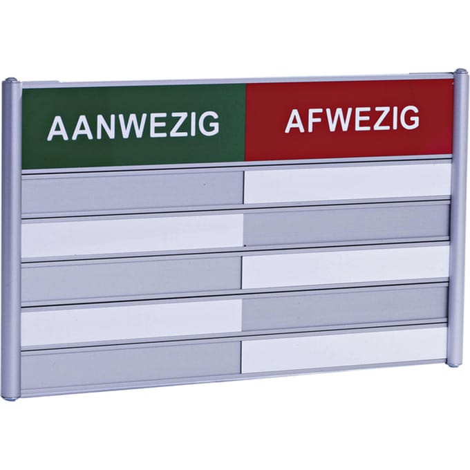 INFOBORD POSTA AAN/AFWEZIGHEIDSBORD 5 PLAATSEN