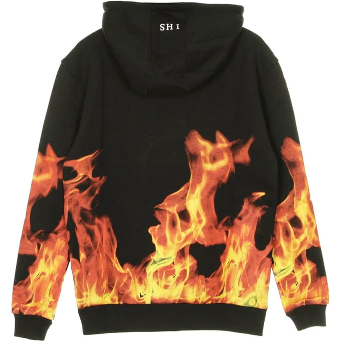 Mannenhoodie vlammen zwart