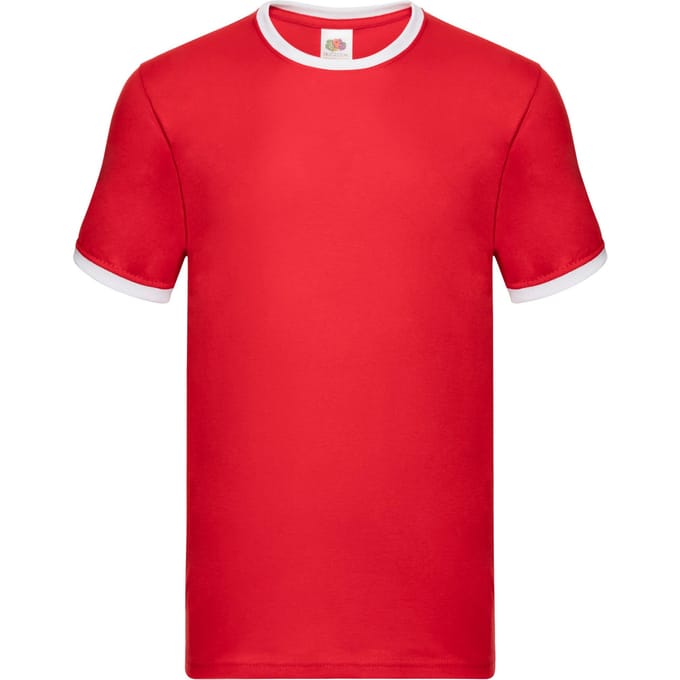 Fruit of the Loom Heren Ringer Contrast T-shirt (Rood/Wit)