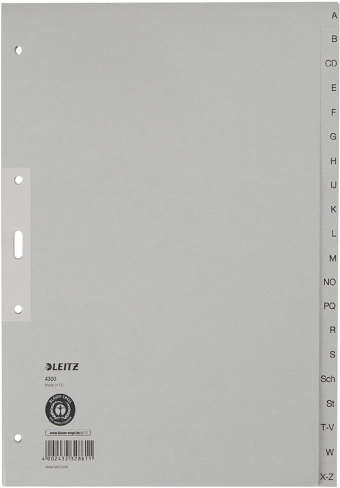 LEITZ Touw papier register, A-Z, A4 Overbreedte, halve hoogte
