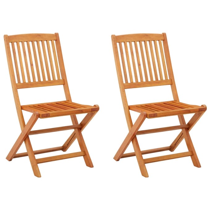 vidaXL - Opklapbare - stoelen, - 2 - stuks, - van - massief - eucalyptushout