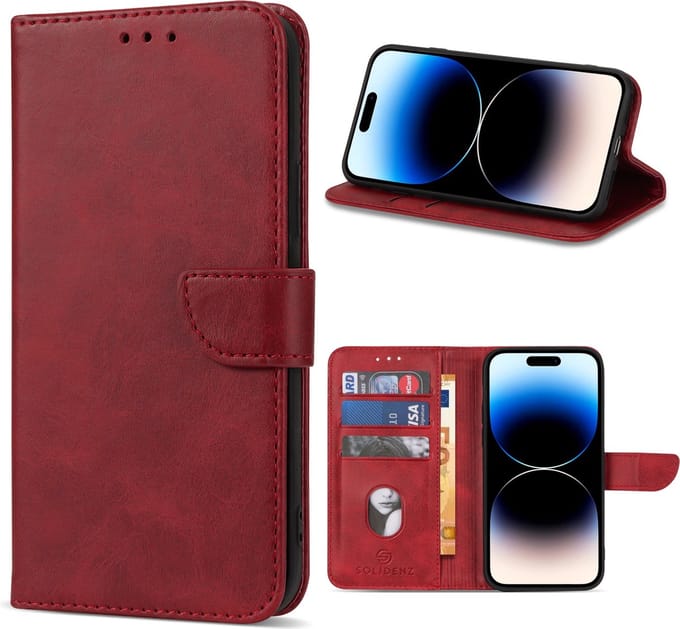 Solidenz hoesje - Geschikt voor Apple iPhone 16 - Bookcase - Rood
