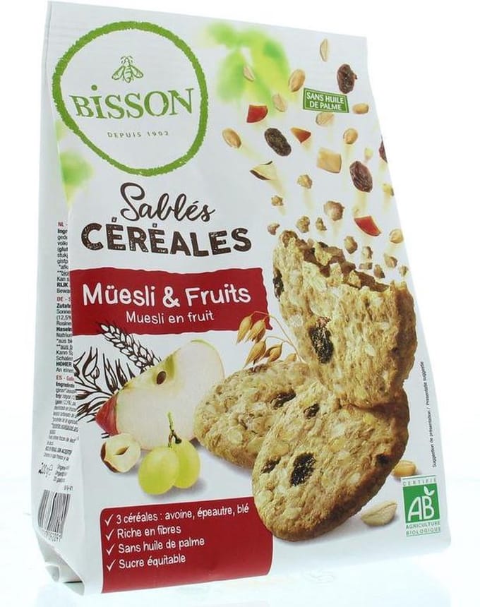 Bisson Zandkoekjes muesli & fruit 200 gram