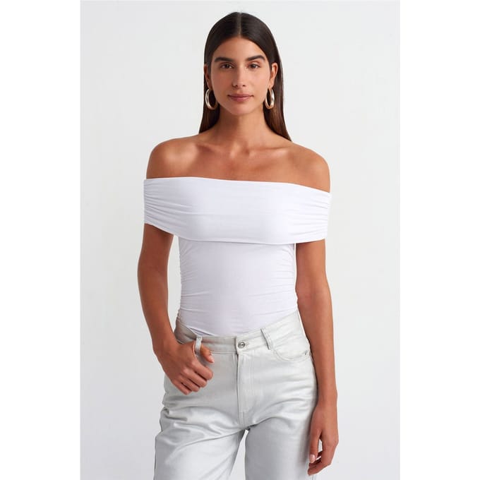 Off-Shoulder Slim Fit Jersey Blouse