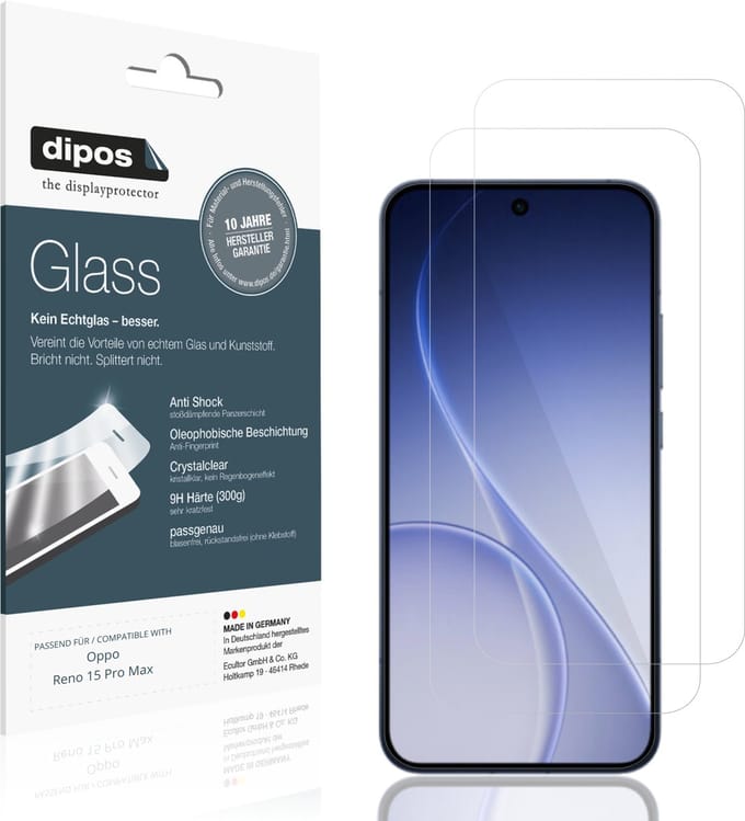 dipos – 2x Pantserfolie geschikt voor Oppo Reno 15 Pro Max | 9H Screenprotector
