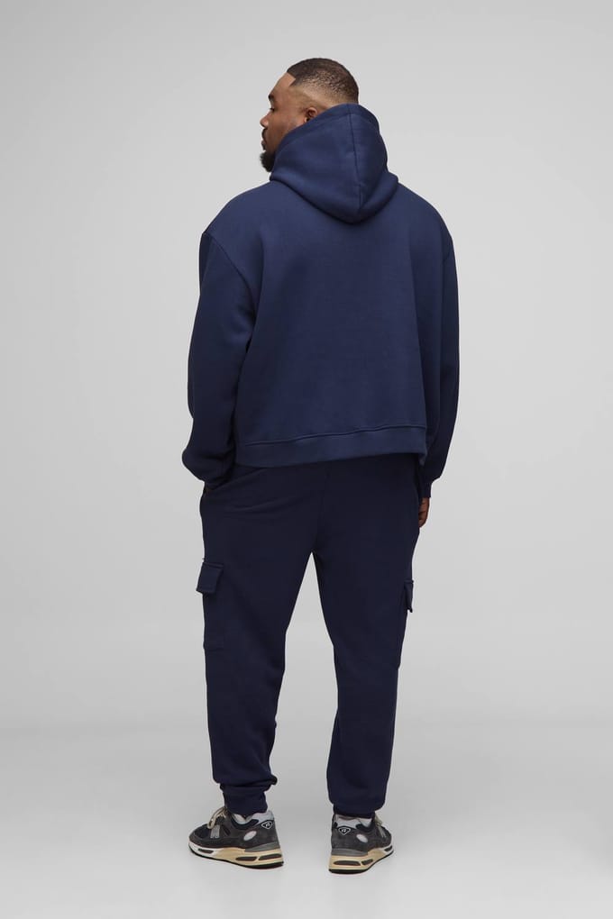 Plus Essential Oversized Boxy Over the Head Hoodie | Navy | Size 4XL